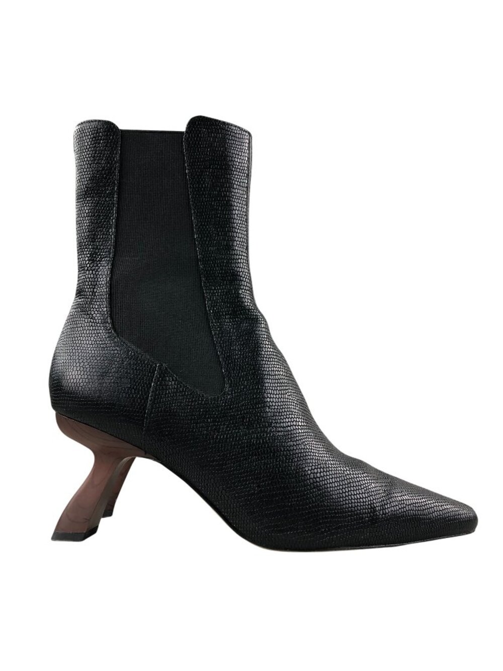 Sam Edelman Women's 8.5M Sammie Black Leather Snake Pointed High Heel Booties